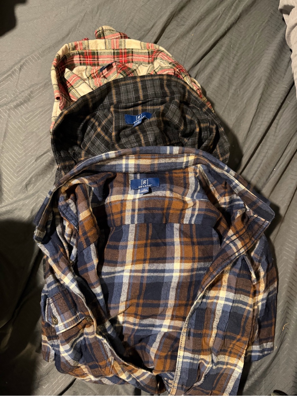 George Men’s Navy & Brown Plaid Flannel Shirt